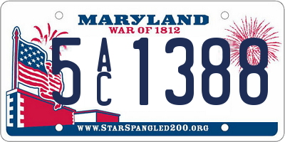 MD license plate 5AC1388