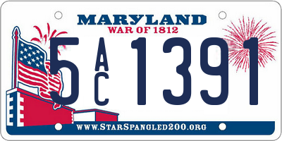 MD license plate 5AC1391
