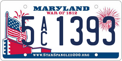 MD license plate 5AC1393