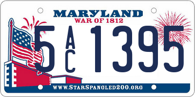 MD license plate 5AC1395