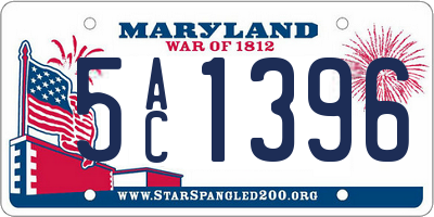 MD license plate 5AC1396