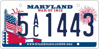 MD license plate 5AC1443