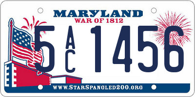 MD license plate 5AC1456