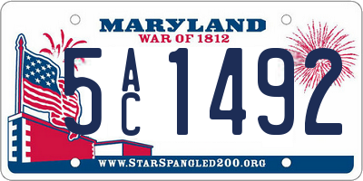 MD license plate 5AC1492