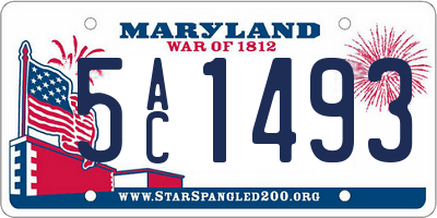 MD license plate 5AC1493