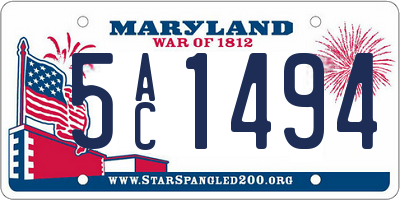 MD license plate 5AC1494