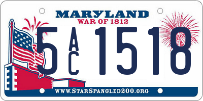 MD license plate 5AC1518