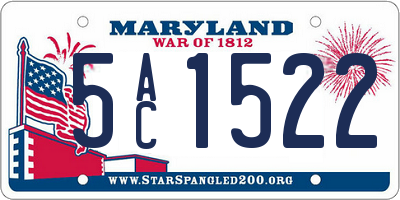 MD license plate 5AC1522