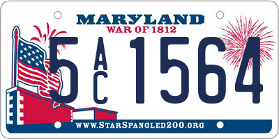 MD license plate 5AC1564