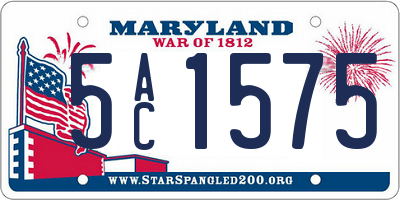 MD license plate 5AC1575