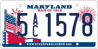 MD license plate 5AC1578