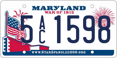MD license plate 5AC1598