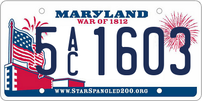 MD license plate 5AC1603