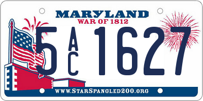 MD license plate 5AC1627