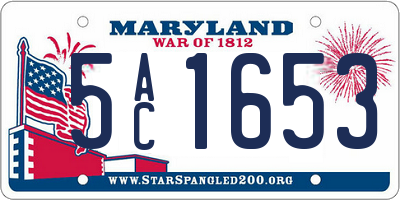 MD license plate 5AC1653