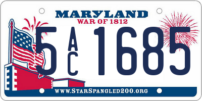 MD license plate 5AC1685