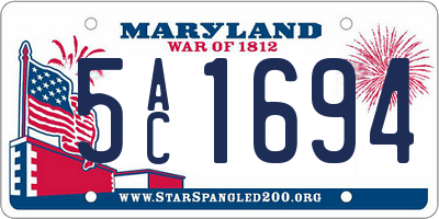 MD license plate 5AC1694