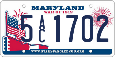 MD license plate 5AC1702