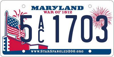 MD license plate 5AC1703