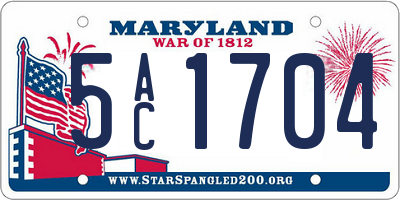 MD license plate 5AC1704