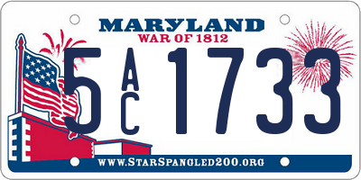 MD license plate 5AC1733