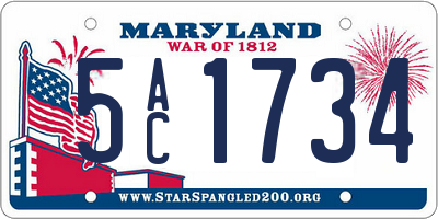 MD license plate 5AC1734