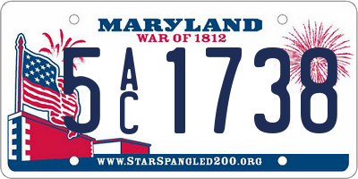 MD license plate 5AC1738