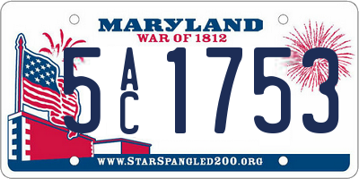 MD license plate 5AC1753
