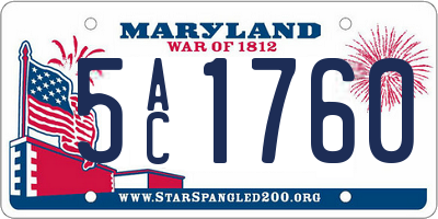 MD license plate 5AC1760