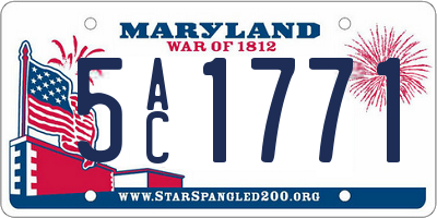 MD license plate 5AC1771