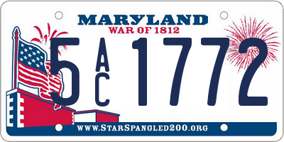 MD license plate 5AC1772