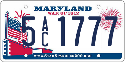MD license plate 5AC1777