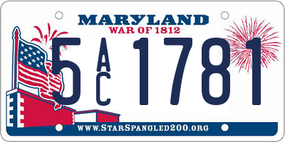 MD license plate 5AC1781