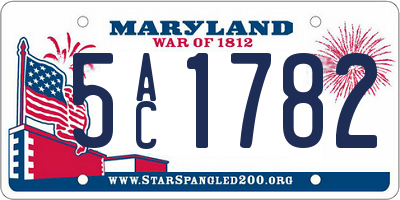 MD license plate 5AC1782