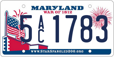 MD license plate 5AC1783