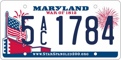 MD license plate 5AC1784