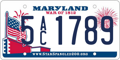 MD license plate 5AC1789