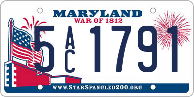 MD license plate 5AC1791