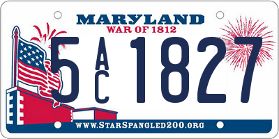 MD license plate 5AC1827
