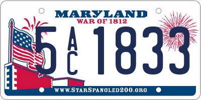 MD license plate 5AC1833