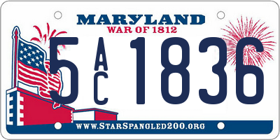 MD license plate 5AC1836