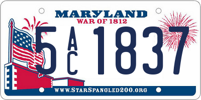 MD license plate 5AC1837