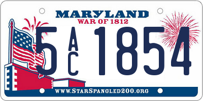 MD license plate 5AC1854