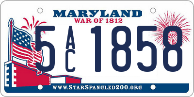 MD license plate 5AC1858