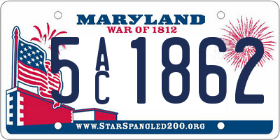 MD license plate 5AC1862