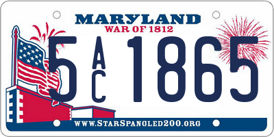MD license plate 5AC1865