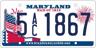 MD license plate 5AC1867