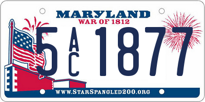 MD license plate 5AC1877