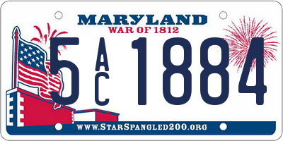 MD license plate 5AC1884