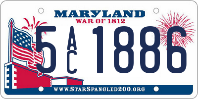 MD license plate 5AC1886